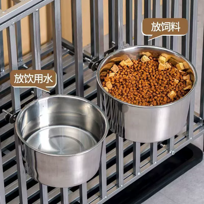 Stainless steel dog basin hanging drinking water hanging fixed food basin dog bowl large dog feeder cat bowl dog bowl pet bowl
