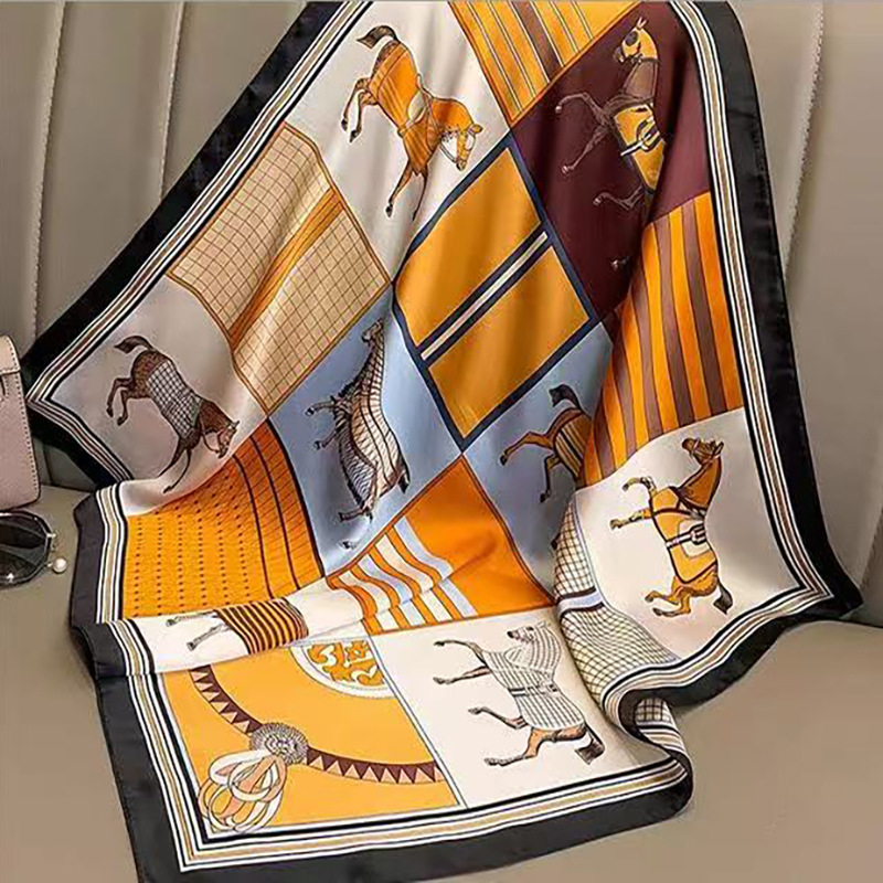 欧美时尚流行春夏小丝巾女士仿真丝围巾外搭领巾丝巾工厂直销