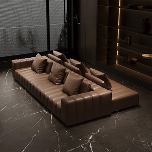 Foshan Non-Wall Double-Sided Sofa Living Room Italian Minimalist Piano Key Horizontal Hall Maillard Style Island Sofa