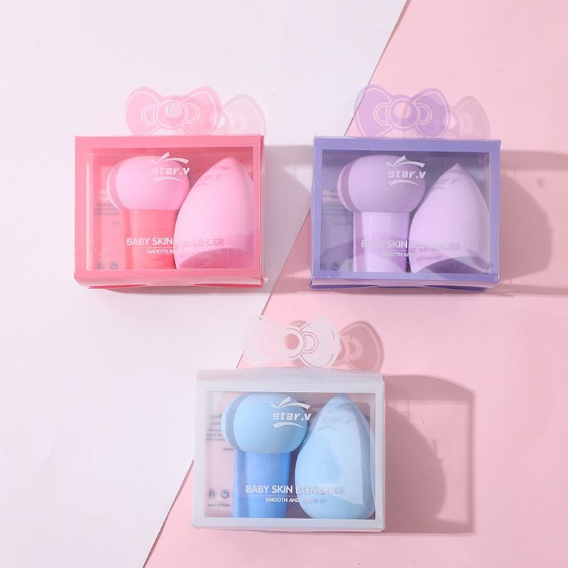 Paquete de 2 esponjas de maquillaje en forma de hongo, empaquetadas individualmente, ultra suaves, que no absorben polvo, esponja de maquillaje tipo cojín, herramienta de belleza para crema BB.