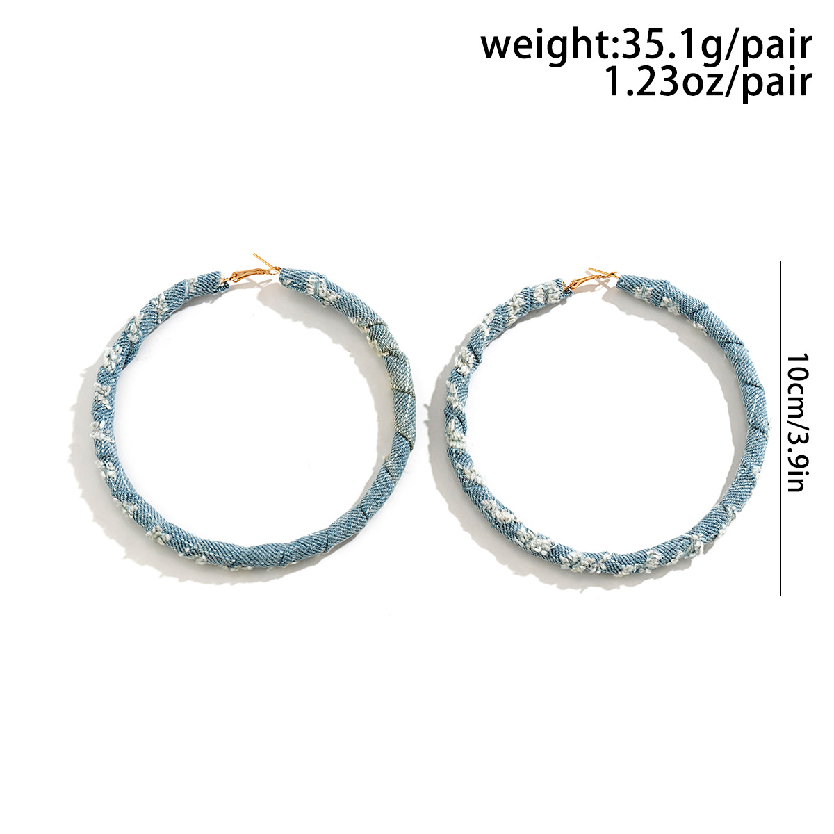 1 Pair Vintage Style Round Denim Hoop Earrings display picture 1