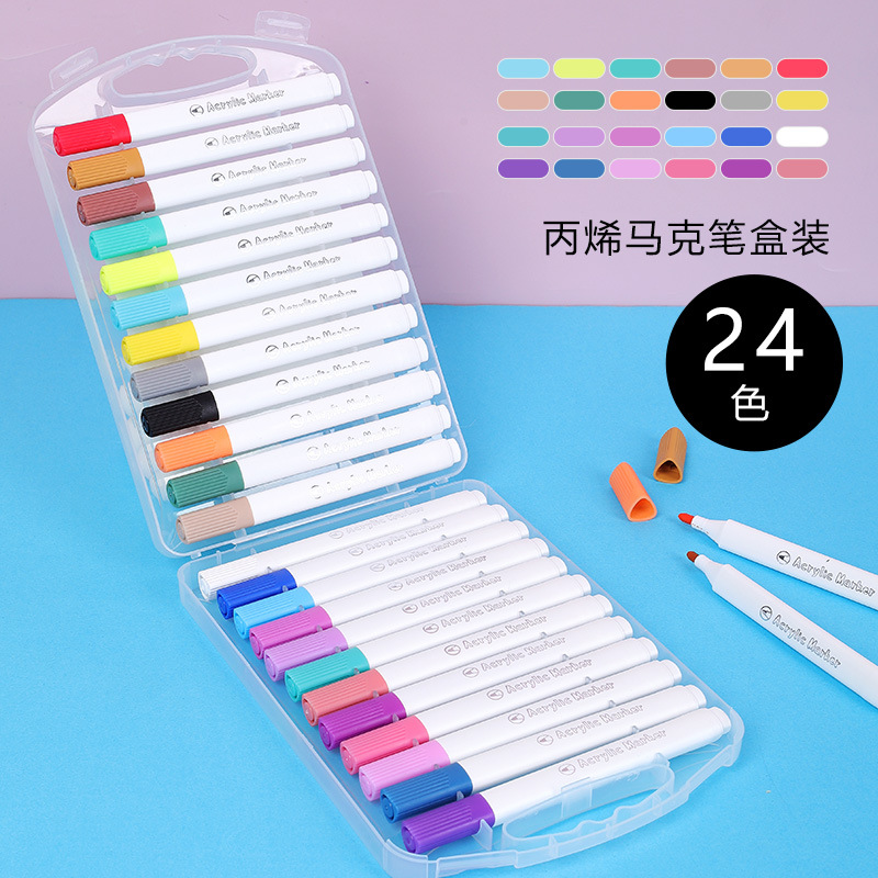 Rotulador acrílico en caja portátil creativo 36 colores para niños, papel impermeable, color apilable, pintura decorativa de graffiti