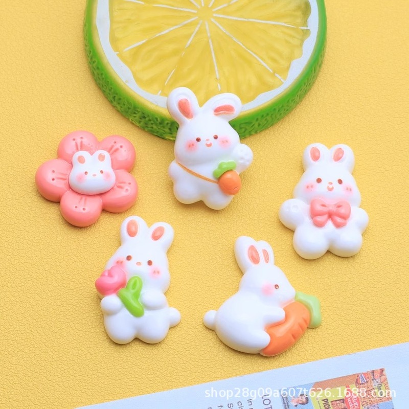 亮面可爱卡通萝卜兔子diy材料树脂配件奶油胶手机壳发卡手工贴片|undefined