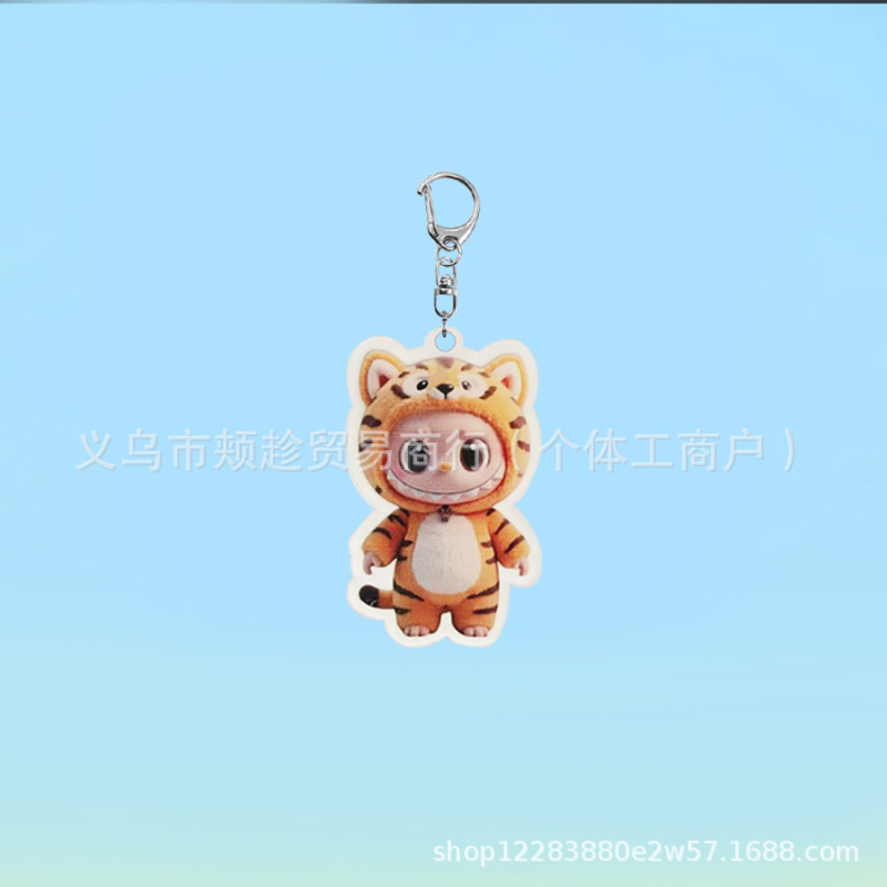 ラブブアクリル透明キーホルダー二次元バックパックペンダントかわいい小さなギフトアクセサリーキーホルダー卸売|undefined
