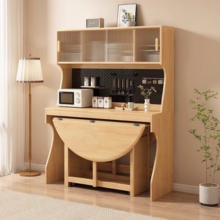 Solid Wood Sideboard Dining Table Integrated High Cabinet Household Wall Side Cabinet Storage Cabinet Bar Counter Cabinet with Dining Table Storage Cabinet