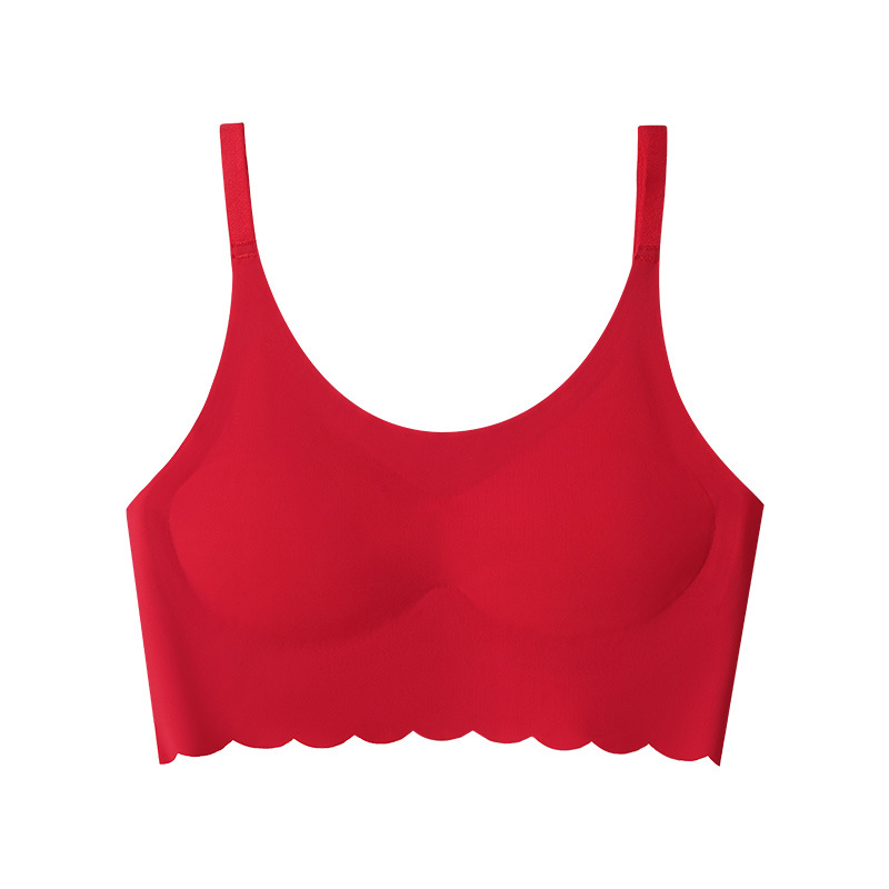 Ropa interior para niñas estudiantes, chalecos para niñas de secundaria, sujetadores de desarrollo para niñas mayores, sin aros, copa completa, color rojo brillante. image 6
