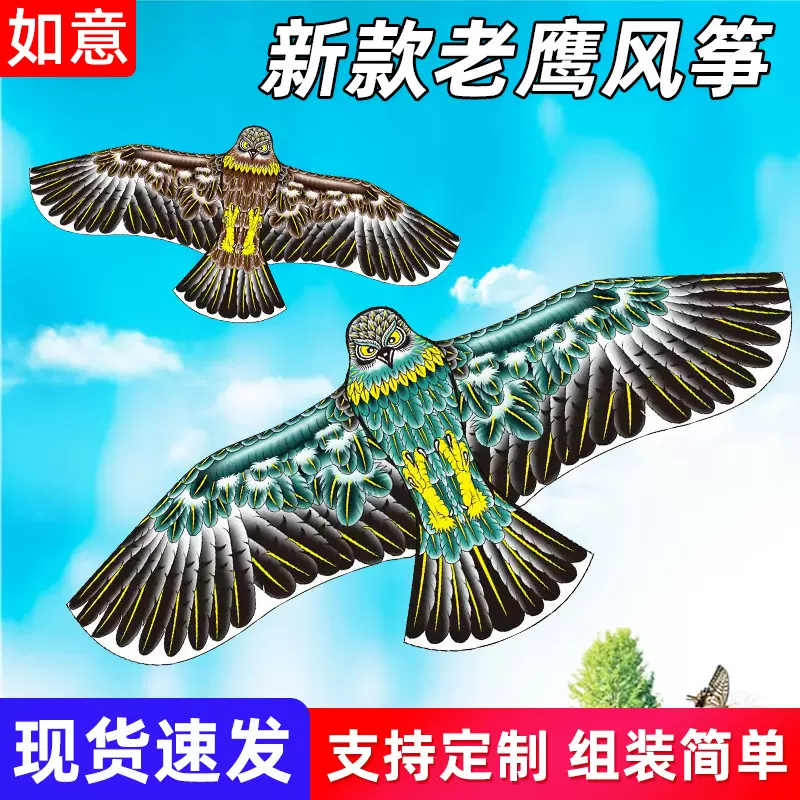 潍坊厂家新款驱鸟平面老鹰风筝多款可选跨境专供广场公园地摊夜市