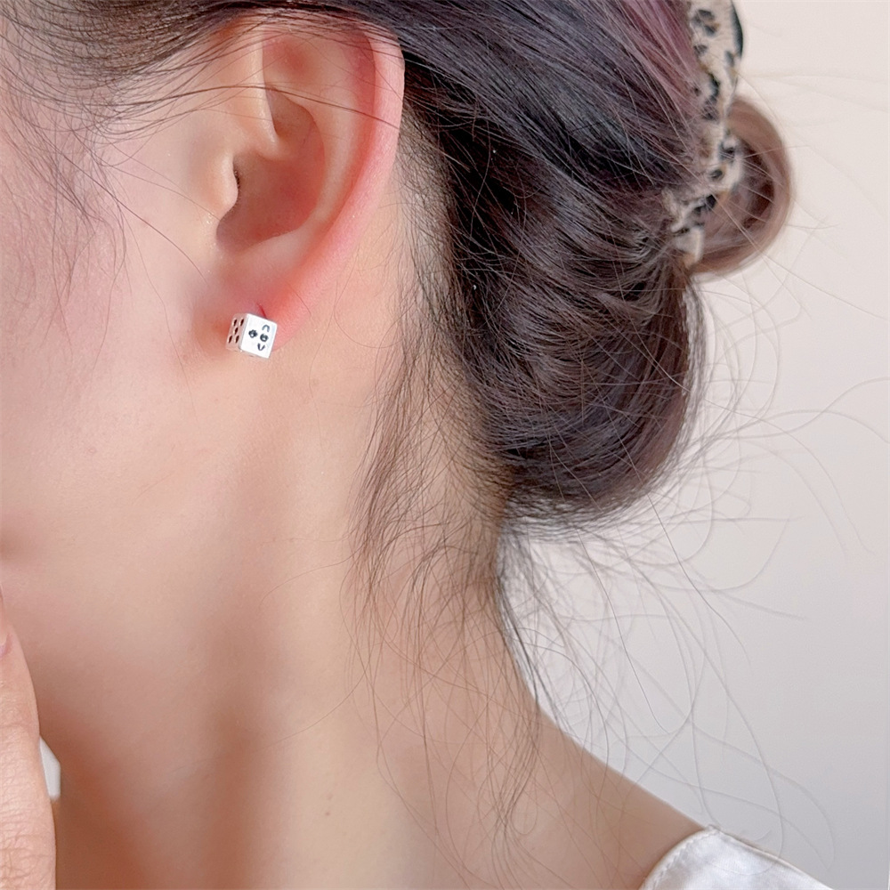 5g Weight 925 Sterling Silver Ear Needle Material Ear Studs Classification 1 Pair Quantity Daily Occasion Copper Material Geometric, Dice Pattern All Seasons Season Women's Gender Polished Finish IG Style, Basic, Simple Style Style 1 Pair IG Style Basic Simple Style Geometric Dice Copper Ear Studs 2