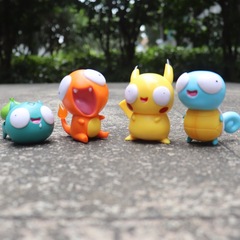 GK Premium Version Small Fairy Pokémon Three Idiots Big-Eyed Charm Pikachu Small Fire Dragon Blastoise Seed Figure Model Shelf Accent