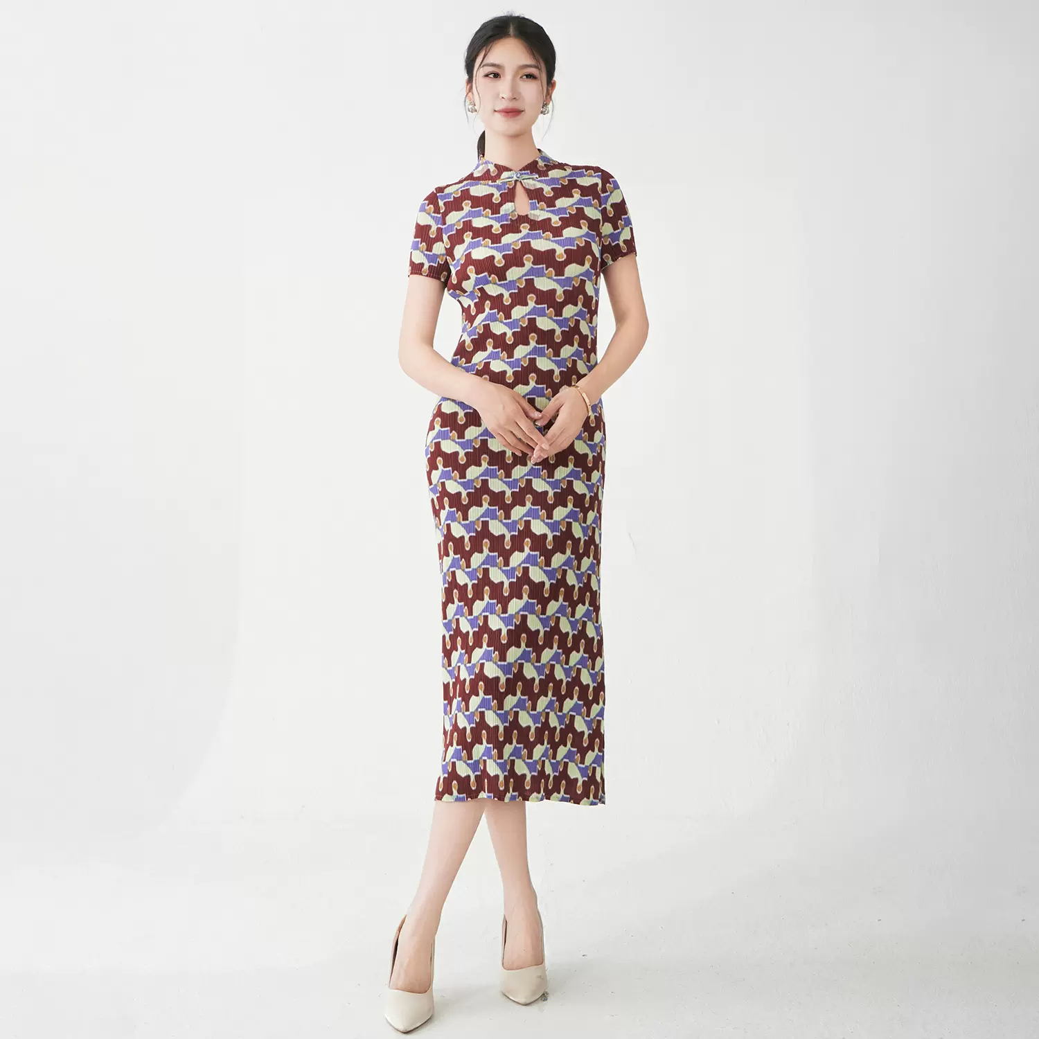 三宅连衣裙设计感小众高级感2025夏季新款复古气质国风改良版旗袍