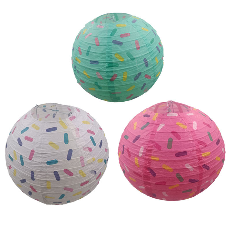 Ice Cream Lantern Children's Birthday Party Layout Decoration Foldable Colorful Round Handmade Donut Paper Lantern Ice Cream Lantern Children's Birthday Party Layout Decoration Foldable Colorful Round Handmade Donut Paper Lantern