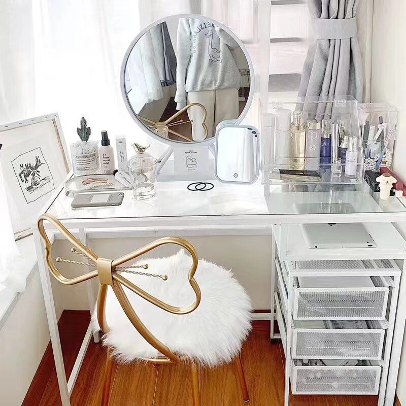 Ins-Style Computer Desk, Glass Vanity Table, Bedroom Dressing Table, Light Luxury Simple All-In-One Table, Nail Display Table