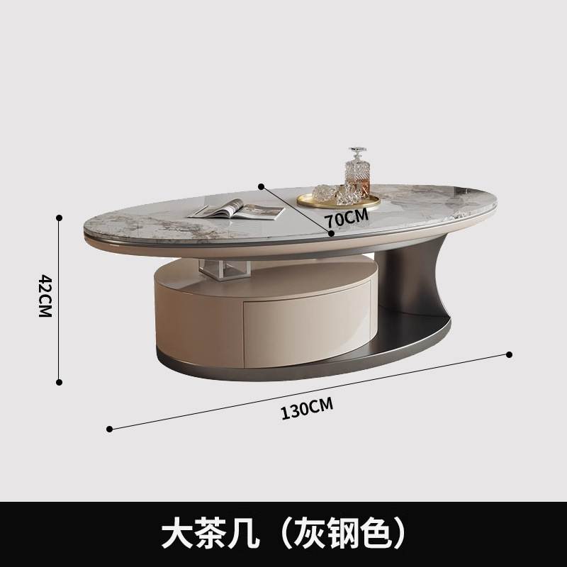 Moderno minimalista italiano de lujo mesa de té de tabla de roca sala de estar casa combinación de tamaño oval diseño creativo