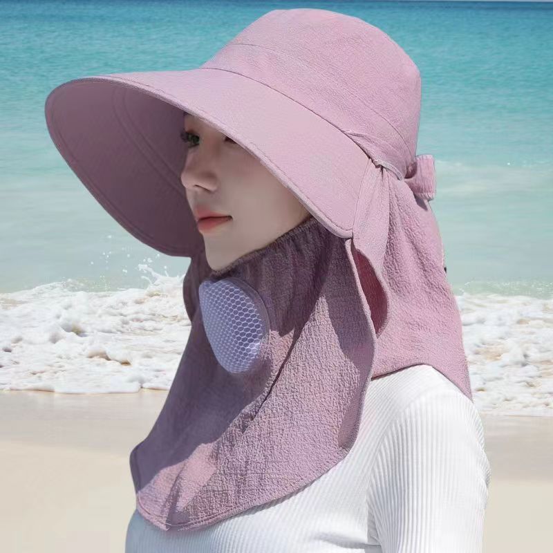 女性用オールラウンド屋外日焼け止め帽子、夏の日よけ帽子、大きなつばのフェイスマスク、UVネックプロテクションサンハット|undefined