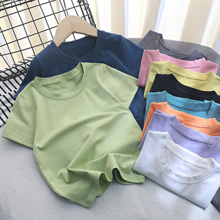 Japanese pure cotton solid color short-sleeved bottoming shirt T-shirt white white men's and women's T-shirt pure black inner T-shirt pure white T-shirt