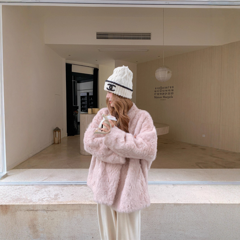 Stunning Early Winter Coat, Lazy and Gentle Style, Eco-Friendly Fur Coat for Women, Lamb Wool Mid-Length Plush Coat