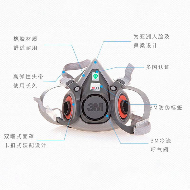 3M6200喷漆用防护面具主体面具