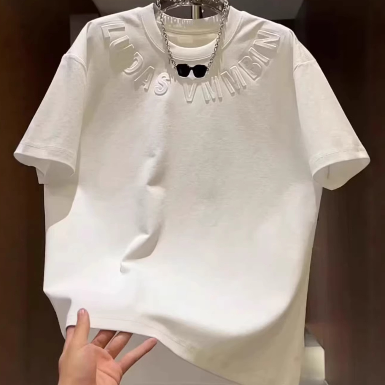 Men's Textured Stretchy Printed T-shirt Round Neck Summer Top_voghion.com