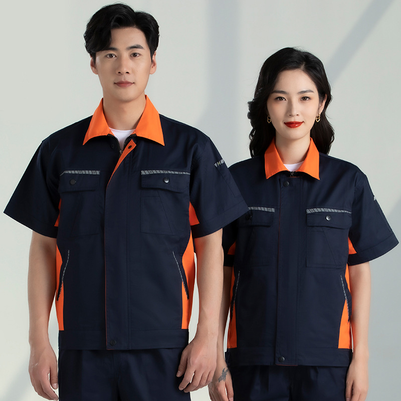 Trajes de trabajo de mangas cortas para hombres desgaste sitio de construcción de reparación de automóviles ropa mecánica y eléctrica fábrica de ropa de seguro laboral personalizada