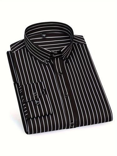 Men's Slim Fit Striped Shirt Casual Polyester 95% Spandex