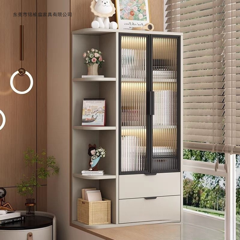 Solid wood bay window cabinet, storage cabinet, cream-style bookcase, window shelf cabinet, sun-proof glass cabinet, bedroom storage cabinet