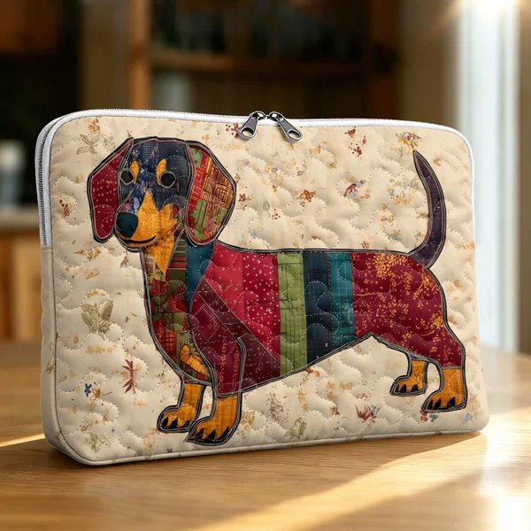Cross-border colorful dachshund puppy fashion quilted new tablet bag digital print tote bag, minimum order one piece