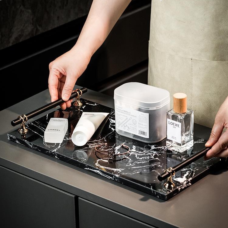 Hotel Style Marble Tray Bathroom Sink Light Luxury Storage Cup Holder Model Room Bathroom Storage Rack