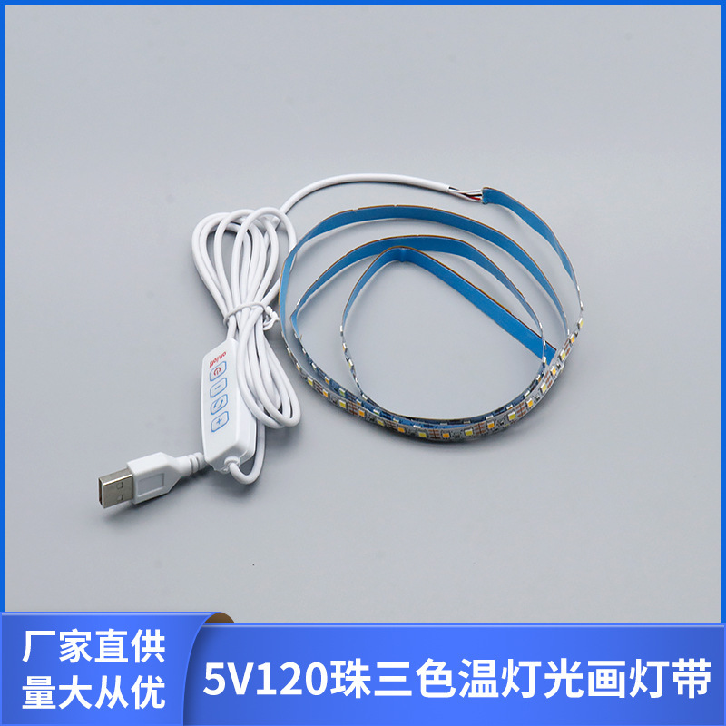 5Vライトペインティング壁画フォトフレームライト、3色温度、5mm/8mm幅、120灯、4キーUSB無段階調光LEDライトテープ|undefined