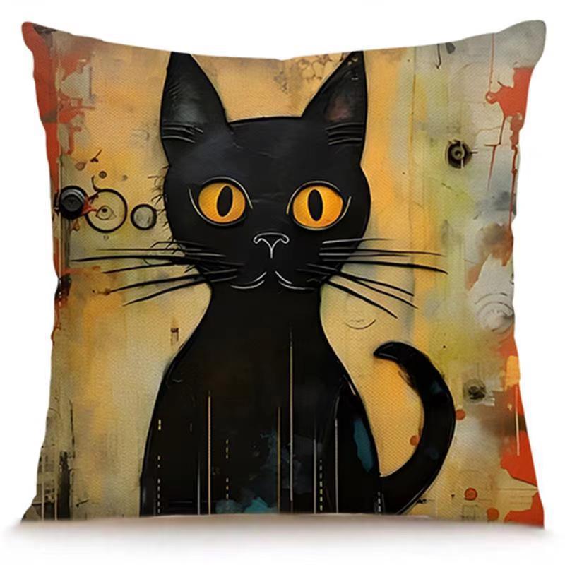 Transfronterizo Amazon Halloween impresión lino almohada cubierta bruja calabaza decoración doméstica almohada cubierta