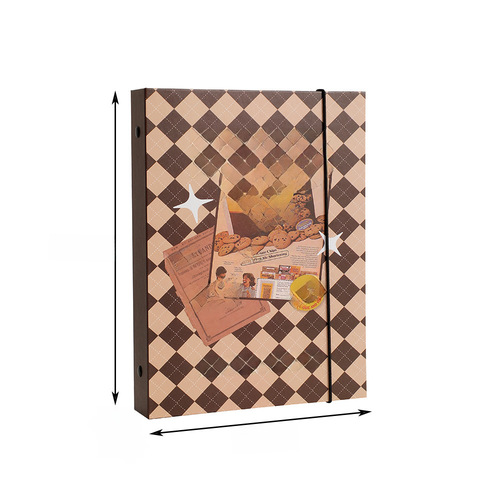 Vintage Checkered Grid Star Fan Album Card Holder for 3-inch Small Cards, A5 Three-hole Ring Binder