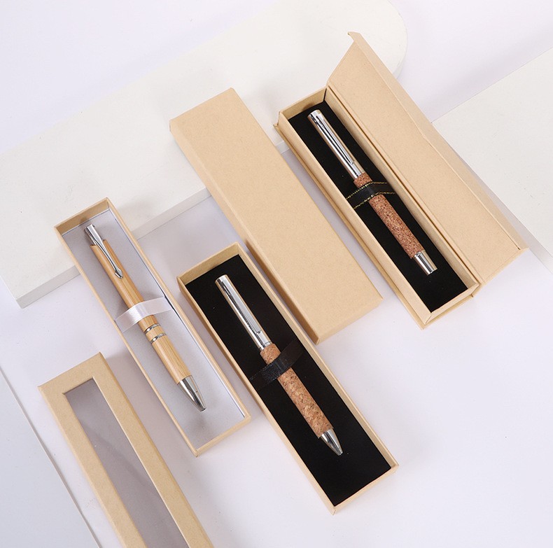 Cross-border bamboo pen gift set, eco-friendly bamboo gift box set, signature pen with printed logo, ballpoint pen, water-based pen