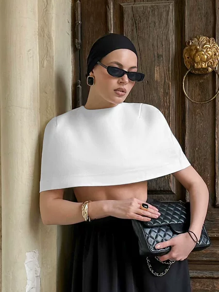 Spring and Summer New Style Solid Color Ultra-Short Cardigan Shawl Jacket with a Stylish and Elegant Design for Cross-Border Commuting
