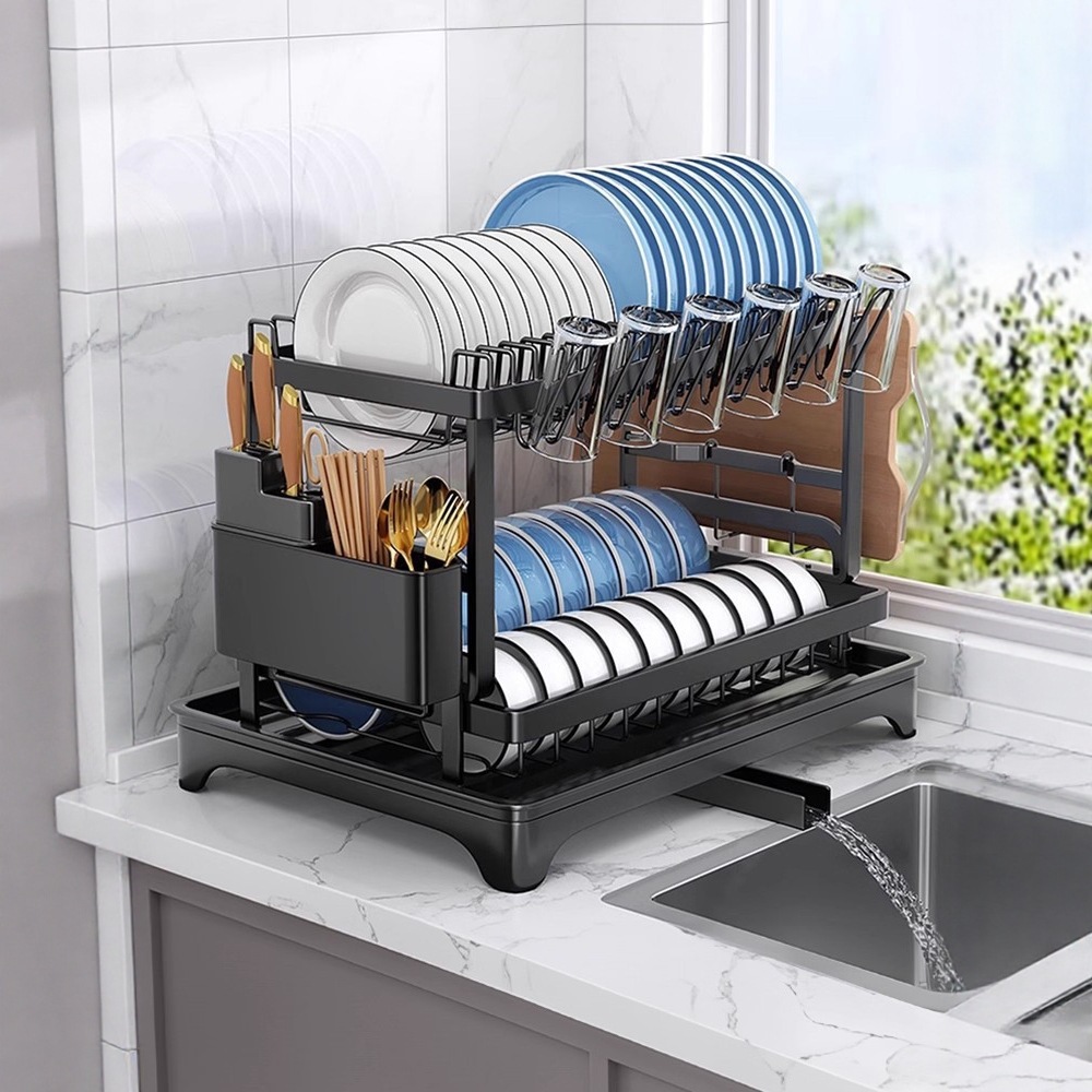 Dish Storage Rack, Drain Rack, Kitchen Multi-Functional Storage Rack, Dish Rack, Household Tableware Countertop Drain Cupboard