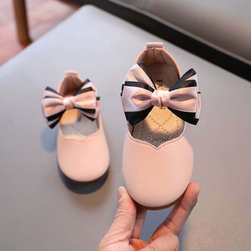 Little Girl Princess Shoes, Girls' Round-Toe Small Leather Shoes, Kidsren's Bow Dance Shoes, Soft Surface, Soft Sole Flats, Dance Shoes