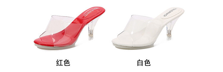 Dép sandal nữ quai ngang đính pha lê gót vuông 3–6 cm — Màu bạc, Màu hồng, Màu trắng, Màu đen chi tiết 8