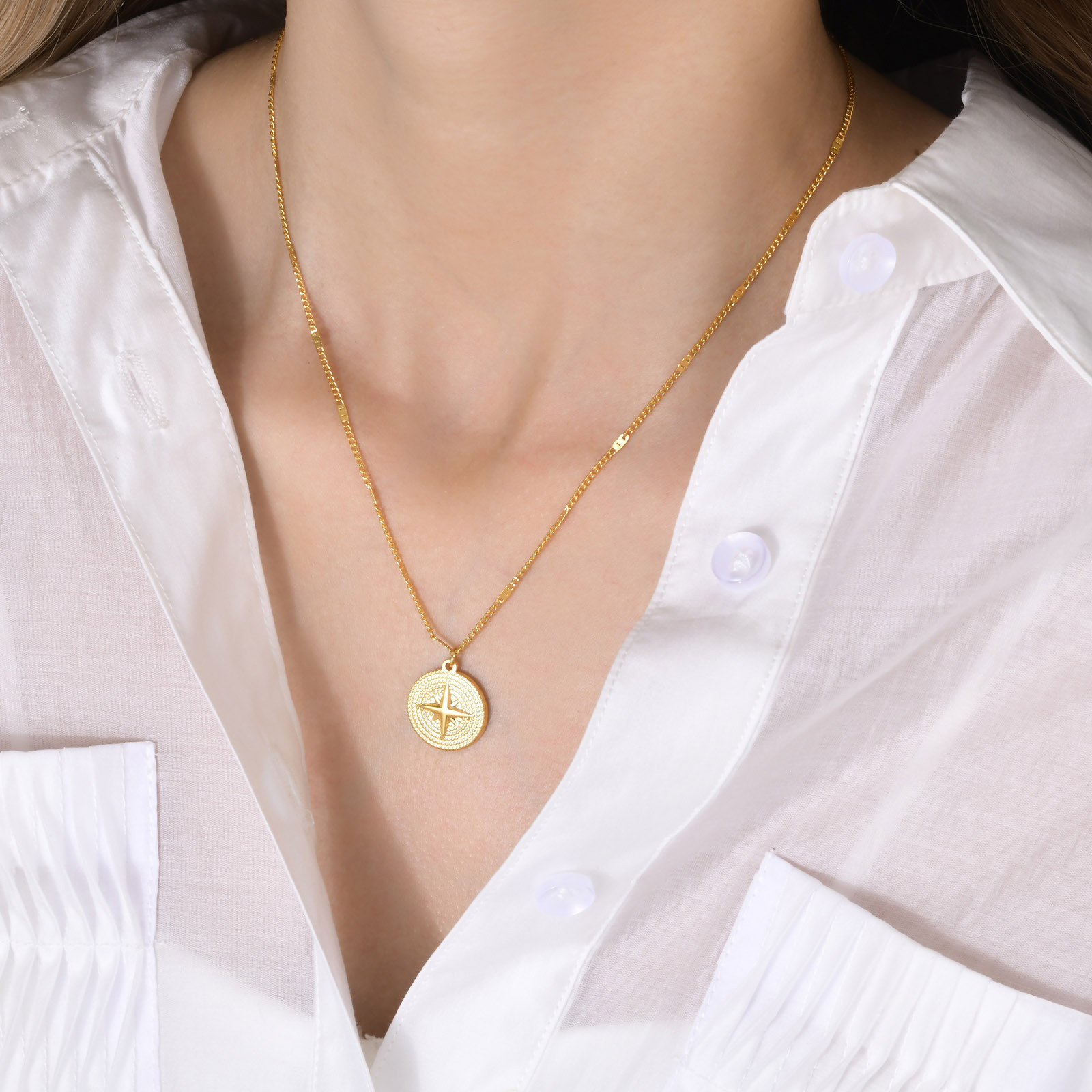 Retro Geometric Titanium Steel Plating Necklace 1 Piece