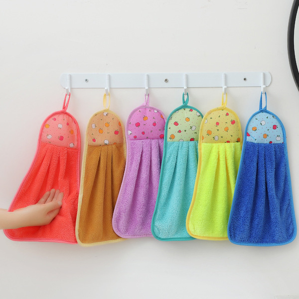Coral velvet hand towel hanging style kitchen thickened cleaning…
