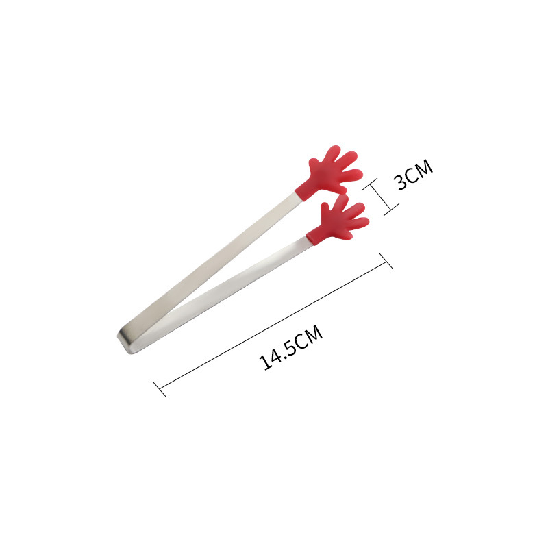 Lindo clip de hielo de silicona de palma pequeña antideslizante mini clip de comida de acero inoxidable clip de comida de postre de silicona clip de azúcar