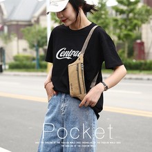 户外防水耐磨新款纯帆布贴身小腰包手机腰包女男运动跑步休闲胸包