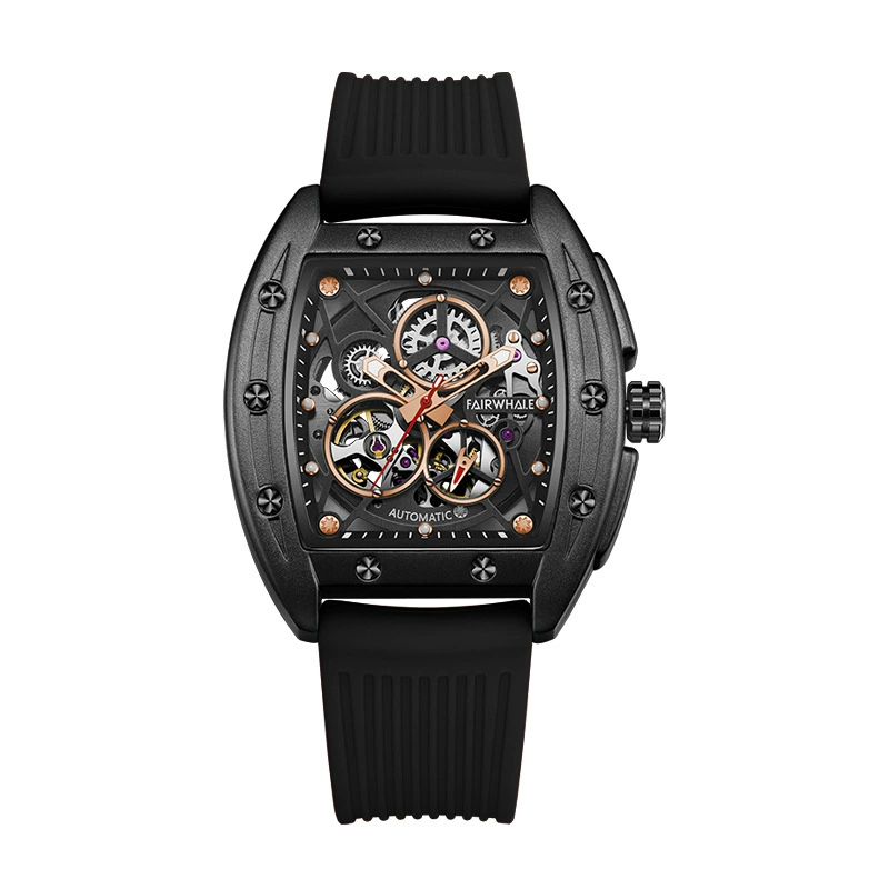 Механические наручные часы (Mark Fairwhale FW-6180) Skeleton Automatic, водостойкие, силиконовый ремешок