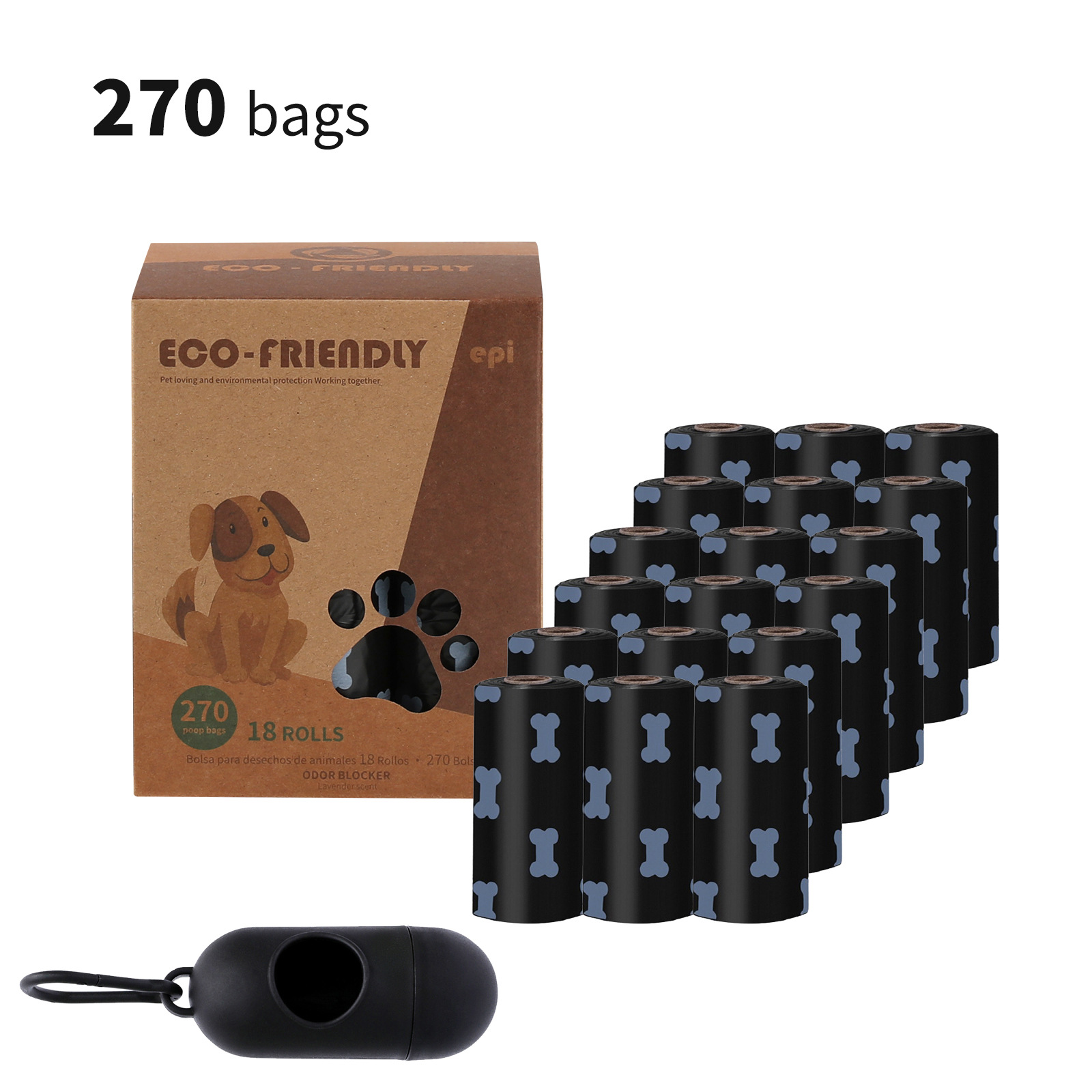Transfronterizo spot 1.5 seda negra bolsa de basura para mascotas bolsa de heces para perros y gatos degradable bolsa de plástico caja de bolsa de heces