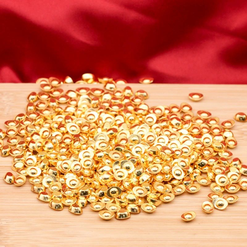 Китайский слиток песочного золота, маленький слиток, искусственный мини-золотой слиток, металлические поделки, ювелирные аксессуары, украшения в виде изобилия