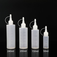 透明塑料连帽带刻度挤酱瓶食品级PE材质50ml 150ml 200ml 240ml
