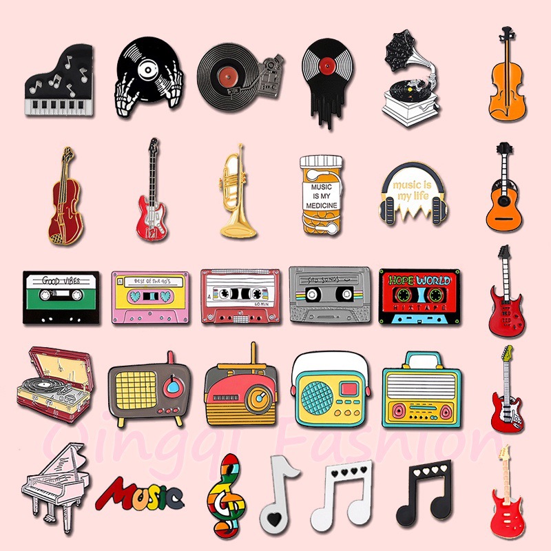 Cute Style Cute Pin Guitar Cello Letter Alloy Stoving Varnish Unisex Brooches