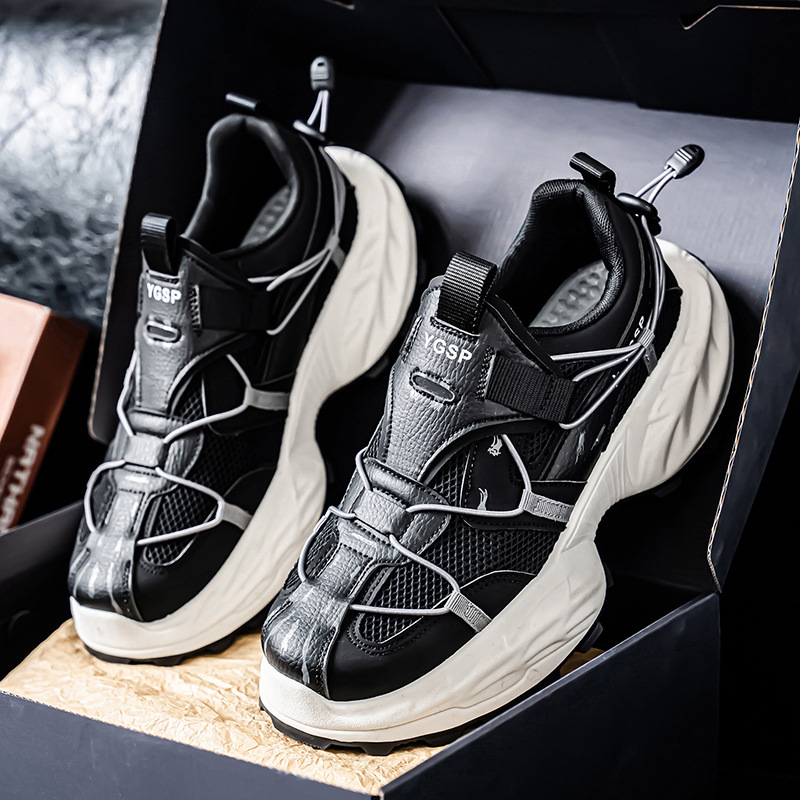 Los zapatos de hombre se pueden usar en todas las estaciones, la nueva tendencia, la punta redonda, todo fósforo, transpirable, sin cordones, plataforma, deportes, ocio, zapatos cómodos para hombre