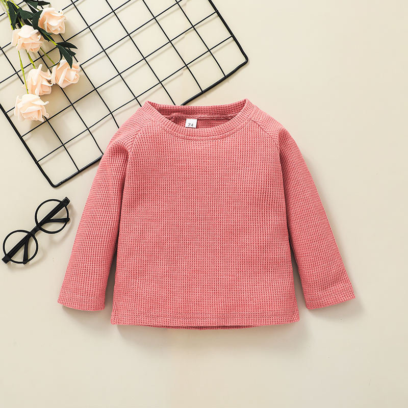 Mädchen Freizeit Pullover Hose Anzug Mode Baby Einfarbige Rundhals Ausschnitt Hose Zweiteilige Kinder Kleidung display picture 9