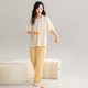 Class A Antibacterial Cotton Pajamas Women's Summer Short-sleeved Trousers 2025 New Sweet Simple Comfortable Summer Home Clothes