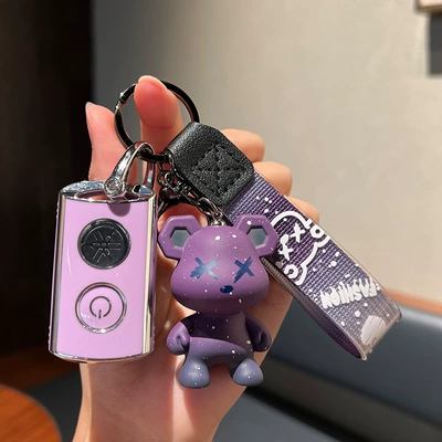 case NVX155/QBIX125/XMAX300 car | Car key bag - yamaha-a-remote-control-single-shell-purple-purple-violent-bear-pendant