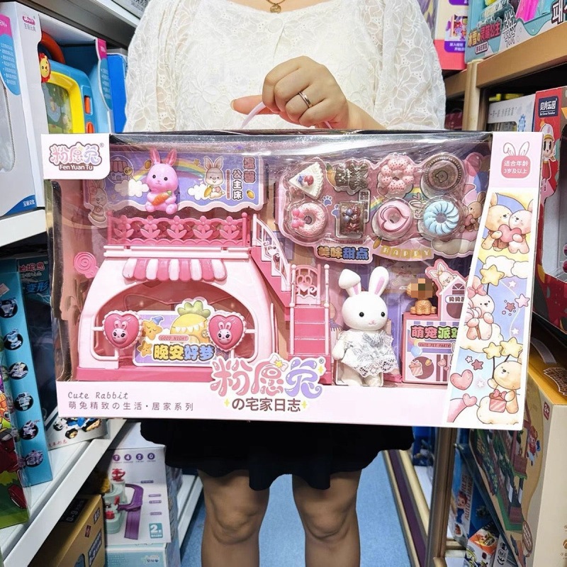 Conejito de polvo conejito Gran Castillo Villa cálida dormitorio cama doble casa de princesa niña casa juguetes para niños
