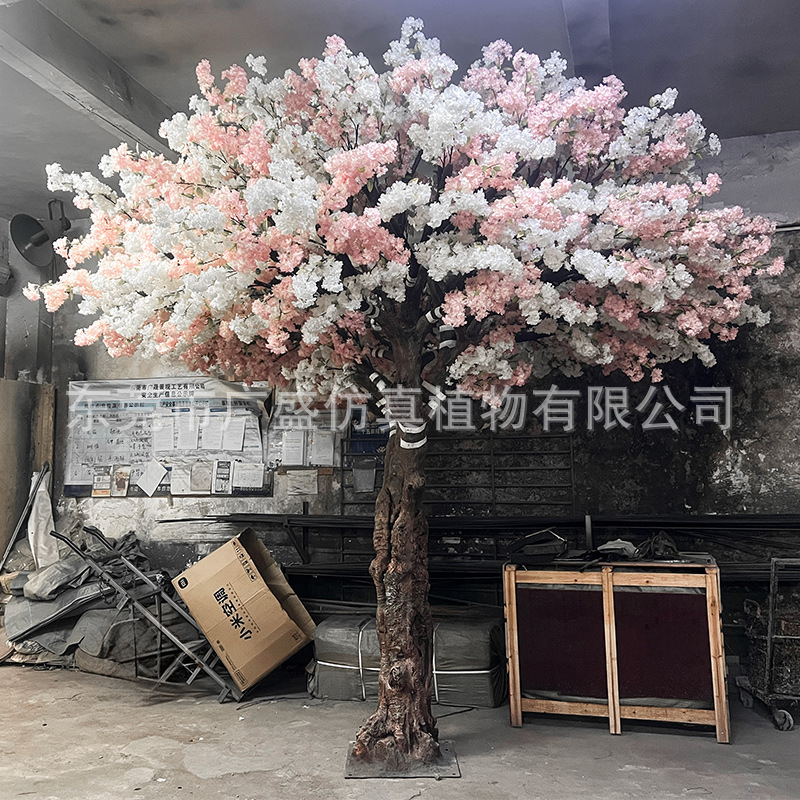 仿真大型黄色樱花树造景假树玻璃钢假花樱花树酒店网红商场桃花树|undefined
